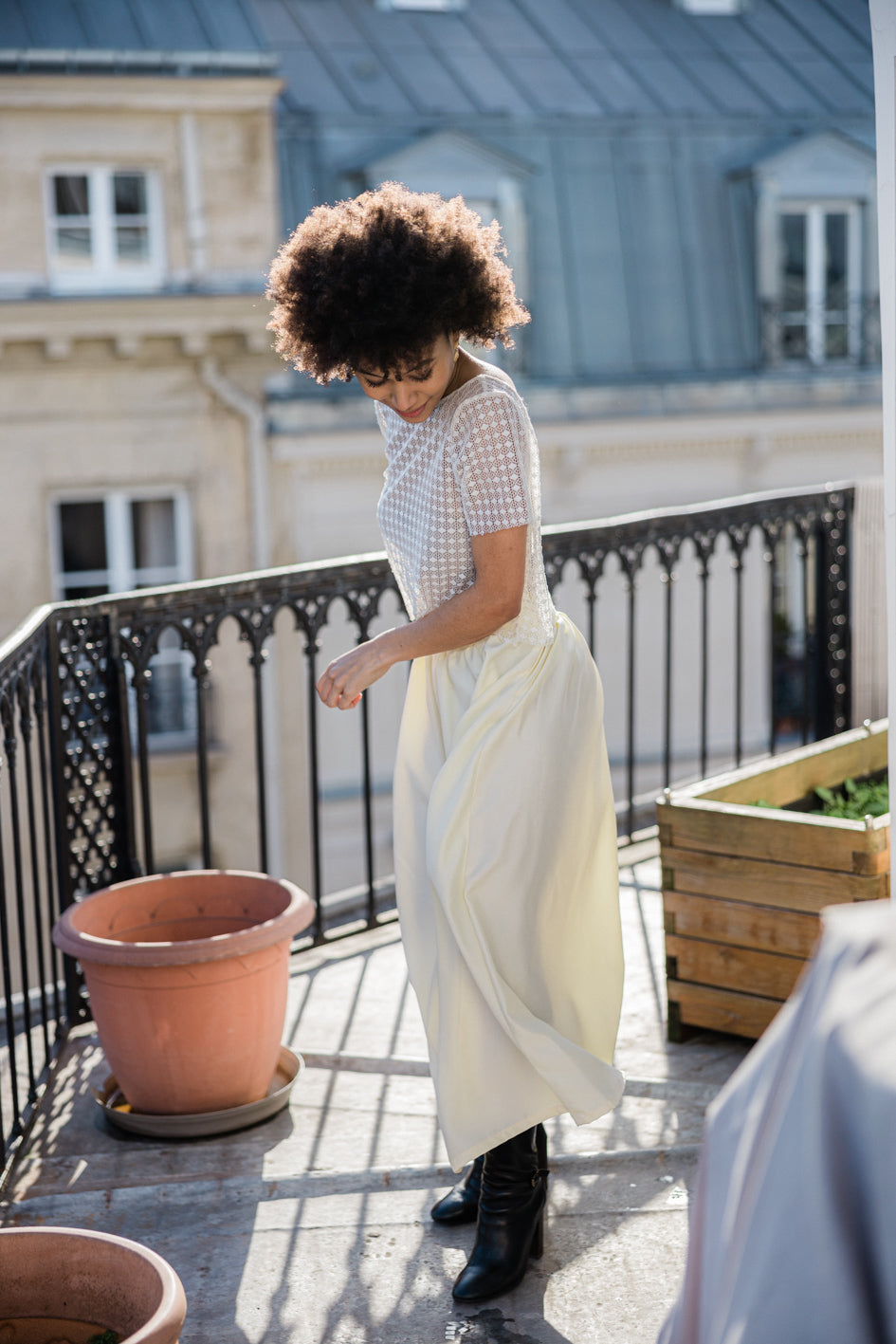 Jupe 'Louison' en soie, longueur midi et coupe fluide